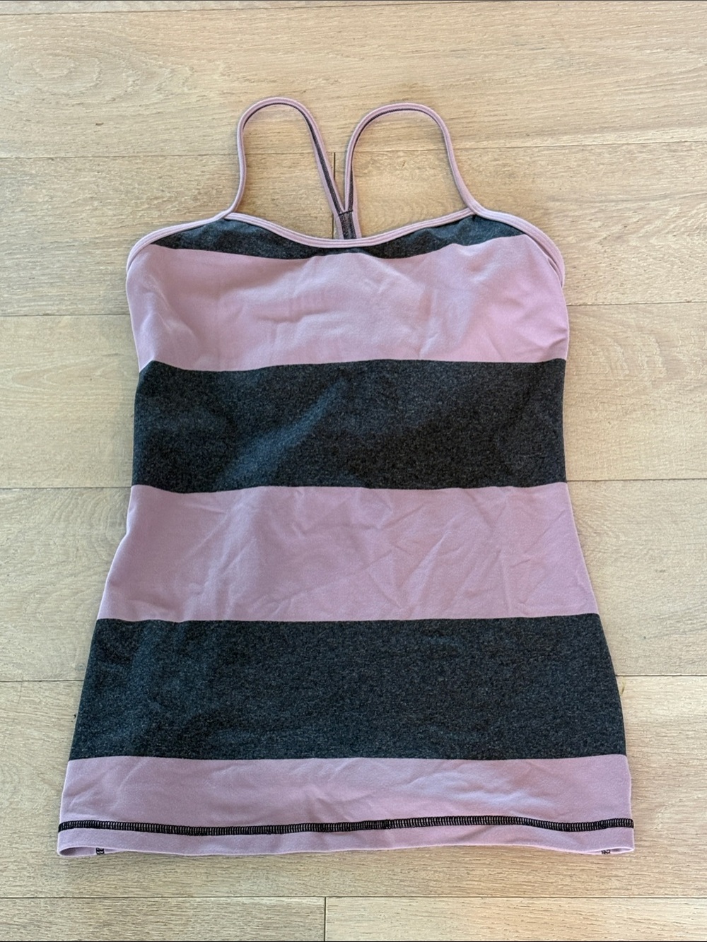 lululemon athletica Lavender and Charcoal Striped Tank Top